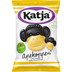 Katja Apekoppen snoep, zoete drop en banaansmaak, zak van 255 g