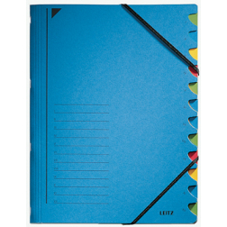 Leitz bureau sorteermap, karton, ft A4, 12 tabs, blauw