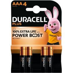 Duracell batterij Plus 100% AAA, blister van 4 stuks