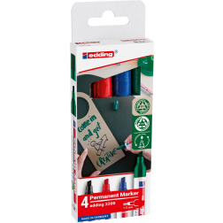 Edding permanent marker E-3300, geassorteerde kleuren, blister van 4 stuks