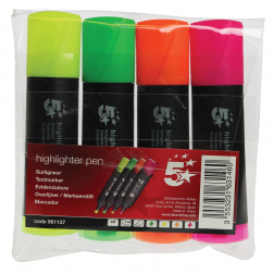5 Star markeerstift geassorteerde kleuren, etui van 4 stuks