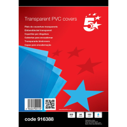 5 Star omslagen ft A4, 200 micron, uit transparante PVC, blauw, pak van 100 stuks