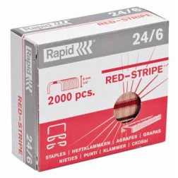 Rapid Nietjes 24/6, Red Stripe, verkoperd, doos van 2000 nietjes
