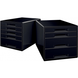 Leitz Dual Black ladenblok met 4 laden, zwart