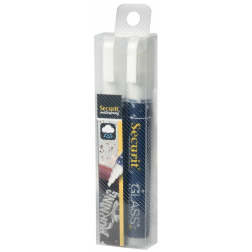 Securit Waterproof krijtmarker medium wit, blister met 2 stuks