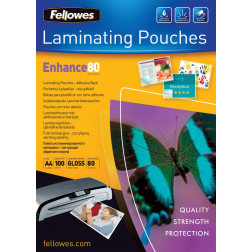 Fellowes lamineerhoes Enhance80 zelfklevend ft A4, 160 micron (2 x 80 micron), pak van 100 stuks