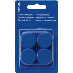 MAUL magneet Solid, 38 mm, trekkracht 1,5 kg, blister van 4 stuks, blauw