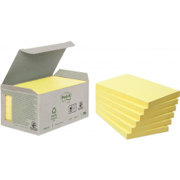 Post-it Recycled notes, 100 vel, ft 76 x 127 mm, geel, pak van 6 blokken