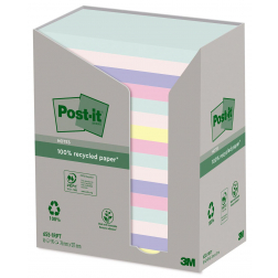 Post-it recycled notes Nature, 100 vel, ft 76 x 127 mm, pak van 16 blokken, geassorteerde kleuren