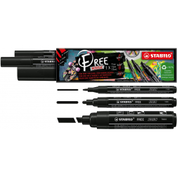 STABILO free acrylmarker, verschillende formaten, zwart, pak van 3 stuks