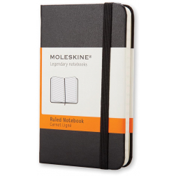 Moleskine notitieboek, ft 9 x 14 cm, gelijnd, harde cover, 192 bladzijden, zwart