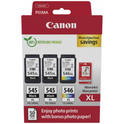 Canon photo value pack 2 x PG-545XL + 1 x CL-546XL, 300 - 400 pagina's, OEM 8286B015, 4 kleuren