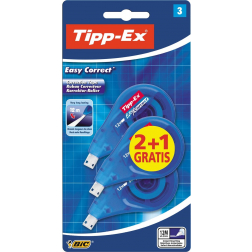 Tipp-Ex correctieroller Easy Correct, blister van 3 stuks (2 + 1 gratis)