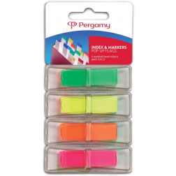 Pergamy index ft 45 x 12 mm, blister met 4 geassorteerde neonkleuren, met dispenser