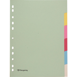 Pergamy tabbladen ft A4, 11-gaatsperforatie, karton, geassorteerde pastelkleuren, 6 tabs