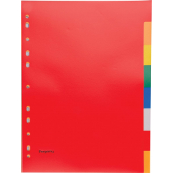 Pergamy tabbladen, ft A4, 11-gaatsperforatie, PP, 8 tabs in geassorteerde kleuren