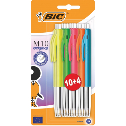 Bic balpen M10 Original Ultracolours, blister van 10 + 4 gratis