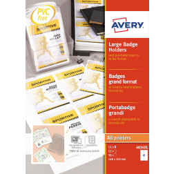 Avery grote badge, ft 10,5 x 14,8 cm, inclusief inserts, doos van 50 stuks