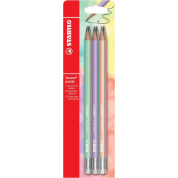 STABILO Swano pastel potlood, HB, met gom, blister van 6 stuks in geassorteerde kleuren