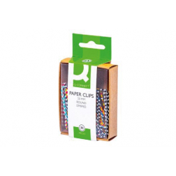 Q-CONNECT papierklemmen, 50 mm, doos van 30 stuks, gestreept in wit en geassorteerde kleuren