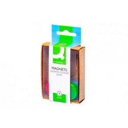 Q-CONNECT magneten, 25 mm, geassorteerde kleuren, doos van 4 stuks