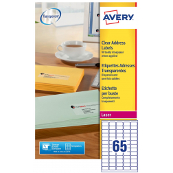 Avery L7551-25 adresetiketten ft 38,1 x 21,2 mm (b x h), 1.625 etiketten, transparant