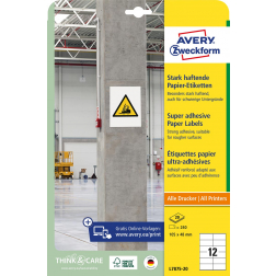 Avery sterk klevende papieren etiketten, ft 105 x 48 mm, pak van 240 etiketten