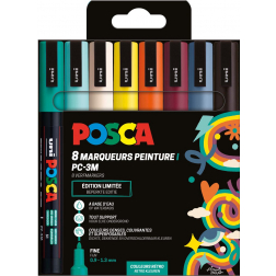 Uni POSCA paintmarker PC-3M, 1,5 mm, etui van 8 stuks in geassorteerde Retro kleuren