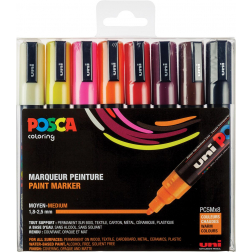 Uni POSCA paintmarker PC-5M, 1,8 - 2,5 mm, etui van 8 markers in geassorteerde warme kleuren