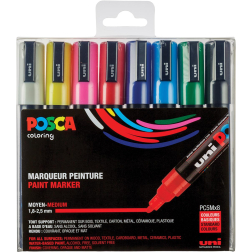 Uni POSCA paintmarker PC-5M, 1,8 - 2,5 mm, etui van 8 markers in geassorteerde basiskleuren