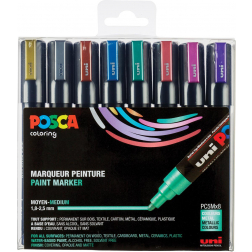 Uni POSCA paintmarker PC-5M, 1,8 - 2,5 mm, etui van 8 markers in geassorteerde metallic kleuren