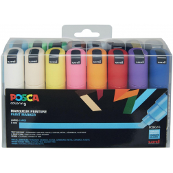 Uni POSCA paintmarker PC-8K, 8 mm, etui met 16 stuks in geassorteerde kleuren