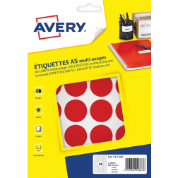 Avery PET30R ronde markeringsetiketten, diameter 30 mm, blister van 240 stuks, rood