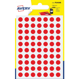 Avery PSA08R ronde markeringsetiketten, diameter 8 mm, blister van 490 stuks, rood