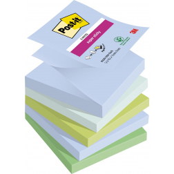 Post-it Super Sticky Z-notes Oasis, 90 vel, ft 76 x 76 mm, geassorteerde kleuren, pak van 5 blokken