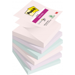 Post-it Super Sticky Z-notes Soulful, 90 vel, ft 76 x 76 mm, geassorteerde kleuren, pak van 6 blokken