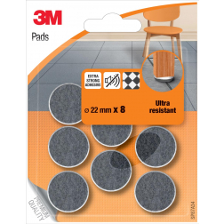 3M viltglijders, Ultra Resistant, diameter van 22 mm, blister van 8 stuks