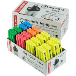 STABILO BOSS ORIGINAL markeerstift, pak van 48 stuks in geassorteerde kleuren