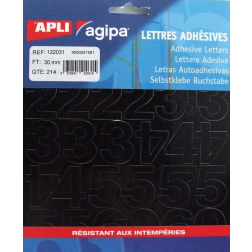 Agipa etiketten cijfers en letters letterhoogte 30 mm, 214 cijfers
