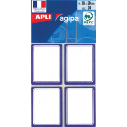 Agipa schooletiketten ft 38 x 50 mm (b x h), 32 etiketten per etui, blauwe rand