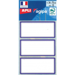 Agipa schooletiketten ft 75 x 34 mm (b x h), 24 etiketten per etui, blauwe rand