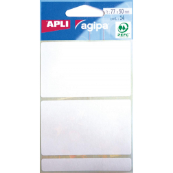 Agipa witte etiketten in etui ft 50 x 77 mm (b x h), 14 stuks, 2 per blad