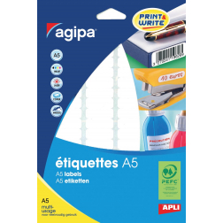 Agipa witte etiketten Print & Write ft 56 x 34 mm (b x h), 192 stuks, 12 per blad