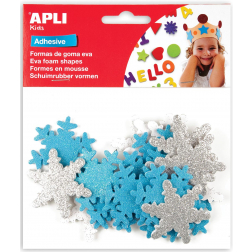 Apli Kids zelfklevende glitter sneeuwvlokken, blister met 22 stuks