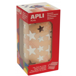 Apli Kids stickers op rol, ster, 2360 stuks, metallic zilver