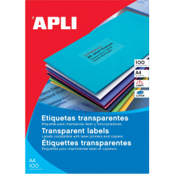 Apli Transparante etiketten ft 70 x 37 mm (b x h), 480 stuks, 24 per blad, doos van 20 blad