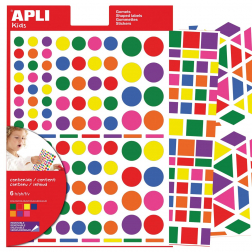 Apli Kids verwijderbare stickers, geassorteerde vormen, kleuren en groottes, blister met 664 stuks