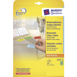 Avery afneembare gekleurde etiketten ft 63,5 x 33,9 mm (b x h), 480 stuks, 24 per blad, groen