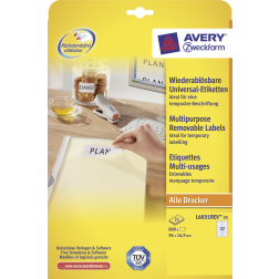 Avery afneembare witte etiketten Stick & Lift