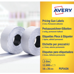 Avery PLP1626 etiketten voor prijstang permanent, ft 26 x 16 mm, 12 000 etiketten, wit